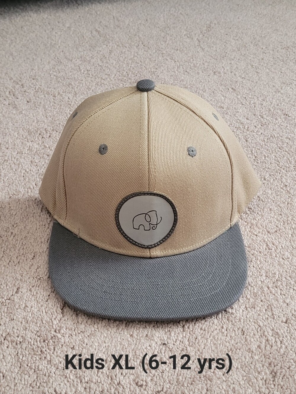 Jack & Winn - Kids Beige and Gray Elephant Patch Snapback Hat